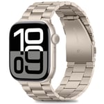 HITZEE Compatible with Apple Watch Strap 46mm 45mm 44mm 42mm Business Stainless Steel Metal Straps Men Women Link Band Compatible for Apple Watch SE Series 10 9 8 7 6 5 4 3 2, 42/44/45/46mm Starlight