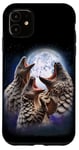 Coque pour iPhone 11 3 Pangolin hurlant à la lune pour amoureux des animaux en danger