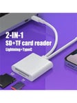 1 kpl 2-in-1-kortinlukija, kaapeli, Lightning- ja USB-C SD/TF-korttisovitin, kaksi korttipaikkaa, Plug and Play, yhteensopiva iPhone 16 15 14:n kanssa, Samsung, kortinlukijaadapteri - valkoinen