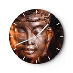 Horloge murale en verre 40x40cm Silencieuse Bouddha statue myst?re Wall Clock