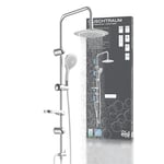 EISL Room DXLD60087CS Column with Large Rain 200 x 200 mm and Hand Shower Ideal for Retrofitting Use of Existing Drill Holes Complete Mounting Set Chrome/White