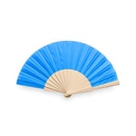 eBuyGB Folding Handheld Fan, Wooden Hand Fan, Wedding Party Accessory, Pocket Sized Fan for Wedding Gift, Party Favours, Summer Holidays, Mini Travel Fan Home Décor - Blue (Pack of 5)