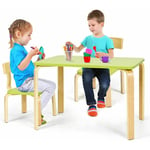 Costway - Ensemble Table et Chaise pour Enfant, Inclus 1 Table et 2 Chaises, Bonne Protection En Bois Courbé, Idéal pour l'Intérieur