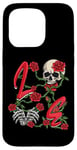 iPhone 15 Pro Love Rose Skeleton Flowers Bones Hearts Valentines Case