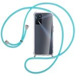 Collier pour Oppo A16 (CPH2269, 6.52'') turquoise (A) Etui Coque avec cordon