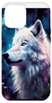 Coque pour iPhone 15 Plus Loup blanc dans l'art de style fantastique | Pour les amateurs de loup