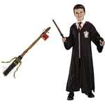 Rubie's Official Harry Potter Broom Fancy Dress Accessory Decoration & Official Harry Potter Pack Gryffindor Robe, Wand and Glasses Child's Costume - One Size