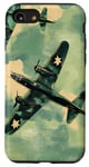 Coque pour iPhone SE (2020) / 7 / 8 Bombardier B-17G Green Pop Art Tropical B-17 Flying Fortress de la Seconde Guerre mondiale