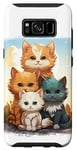 Coque pour Galaxy S8 Mignon anime chat photo de famille sur rocher ensoleillé jour portrait