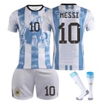 MIA MI Messi Camiseta No10 Fotbollströja Boy Kid T-Shirt Set Vuxen Sportkläder Tjej Sportdräkt Skyddskläder Cosplay Kit E2 22