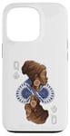 Coque pour iPhone 13 Pro Black History Month Carte afro Motif Reine de pique Noir