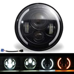 Kairiyard 7” Phare de Travail LED 300W 30000LM 4 Lentilles Angel Eyes 3000K+6000K 4 Modes Eclairages Rond Noir Feux LED Off Road Feu Croisement DRL HI LO Beam pour Wrangler JK TJ LJ CJ Hummber H1 H2