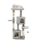 lionto Griffoir Arbre d'escalade pour Chat Arbre à Chat avec balles de Jeu et sisal Hauteur 115 cm, Gris Clair