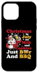 Coque pour iPhone 12 mini Christmas in Juuly No Milk Cookies Just Beer And BBQ Santa