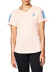 adidas Own The Run Tee, Women's T-Shirt, Haze Coral/Legacy Blue/Signal Green, XS