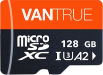 Vantrue 128Go Carte mémoire microSDXC UHS-I U3 4K avec Adaptateur Compatible avec Dashcam, Smartphone, Tablette, caméra d'action et caméra de Surveillance (128Go)