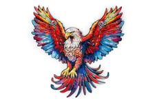 Recent Toys RT5199 Jigsaw Eagle for Adults and Kids.185 Puzzle, Large Size 28.5 x 27.5 cm with Unique Shaped Pieces. Includes Wooden Storage Gift Box and Stand