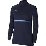 Nike Women's Academy 21 Drill Top Training Sweatshirt, womens, CV2653-453, Obsidian/White/Royal Blue/White, XXS