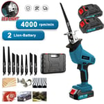 21V Cordless Reciprocating Saw + 2 Battery & Charger Recip Sabre Saw Kit Set