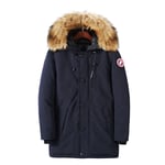 Parka Homme De Marque Mi-Longue Épaississant Doudoune Hommes En Fausse Fourrure Detachable Manteau Homme À Capuche -Zs306866