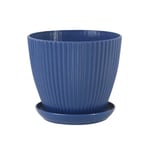 Pot de fleur rond en plastique succulent,jardinières à rayures verticales,double couche,bonsaï,maison,bureau,décor de bureau - Type Blue-XXL