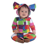 Amscan 9902979 - Baby Official Elmer the Patchwork Elephant Hooded Romper Suit Costume Age: 6-9 Months