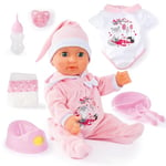 Bayer Design 94071AQ Piccolina New Born Baby Doll, sleeping eyes, hard body, drink and wet, accessories, 40 cm