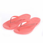 Fitflop Womenss Fit Flop iQushion Sparkle Flip Flops in Coral Rubber - Size UK 6