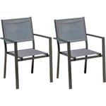 Fauteuil de jardin empilable en aluminium et textilène Tolede (Lot de 2)