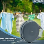 15M Retractable Washing Line Wall Mounted Outdoor Clothes Reel Laundry