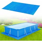 Tapis de Sol Piscine, Tapis de Piscine au Sol Rectangulaire pour 300x200cm Piscine - Tapis de Sol et de Protection Bleu Imperméable Pliable pour