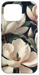 Coque pour iPhone 16 Pro Magnolias crémeux élégants sur fond sombre