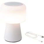 Lampe led avec haut-parleur Bluetooth et chargeur sans fil Lumineo 894417 Blanc 22,5 cm Rechargeable