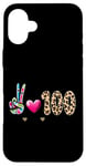 Coque pour iPhone 16 Plus Peace Love 100 Days Of School Cœur léopard