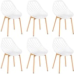 Eggree - Chaise Salle a Manger Lot de 6, Chaise Scandinave avec Pieds en Métal, Chaise Cuisine Chaise Salon Chaise de Salon, Facile à Installer, Blanc