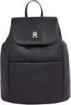 Tommy Hilfiger Sac à Dos Femme Poppy Reform Flap Backpack avec Cordon de Serrage, Noir (Black), Taille Unique