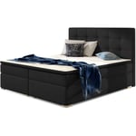 Les Tendances - Lit coffre boxspring tissu noir avec matelas et surmatelas Kavin - 3 tailles-Couchage 140x200 cm