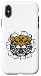 Coque pour iPhone X/XS Bobcat Wildcat Cougar Angry Background Percée