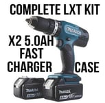 Makita DHP453ZLXT 18V Combi Drill With x2 5.0.0Ah Batteries & Charger 