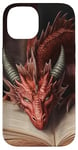 iPhone 14 Aesthetic Gothic Red Dragon Reading Book Painting Bookish Case