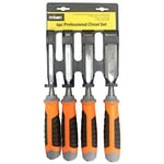 Rolson 56135 Lot de 4 ciseaux à bois CRV Noir/orange