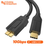 CableCreation USB de Type C à B Micro Câble 10gbps Rapide Données Disque Dur Externe Câble pour SSD HDD PC MacBook Pro 0.3m 1m - Type Black-1m