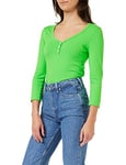 Tommy Hilfiger Women Slim 5X2 Rib Long-Sleeve T-Shirt Basic, Green (Spring Lime), L