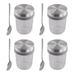 Jars for Overnight Oats 4 Pack 350ml Overnight Oats Jar with Spoons &3476