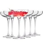 Champagne Coupe Glasses 6 x 240ml Glass Sparkling Wine Gift Set Elegant Drink UK