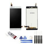 VITRE TACTILE + ECRAN LCD POUR HUAWEI P8 LITE 5" BLANC+ OUTILS + COLLE