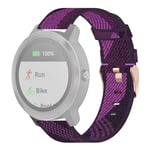 Beilaishi 20mm Stripe Weave Nylon Wrist Strap Watch Band for Garmin Venu, Vivomove 3, Vivoactive 3, Forerunner 245/645 (Grey) replacement watchbands (Color : Purple)