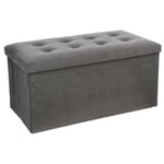 Atmosphera Créateur D'intérieur - Banquette Pliable Velours 'Lysandre' 76cm Gris