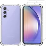 XunyLyee Coque pour Samsung Galaxy A54 5G 6.4" avec 2X Verre trempé, Soft TPU Silicone Bumper Case Anti-Shock Anti-Scratch Case pour Samsung Galaxy A54 4G- Transparent