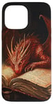 iPhone 13 Pro Max Aesthetic Gothic Red Dragon Reading Book Painting Bookish Case